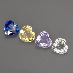 1.50 ct Multicolor Sapphire Stone, Natural Sapphire in Heart Facet Shape for Sale