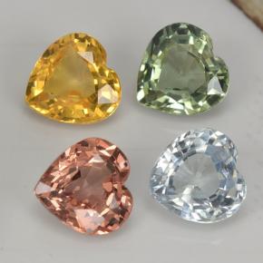 1.26 ctw Multicolor Sapphire Stones, Natural Sapphire in Heart Facet Shape for Sale