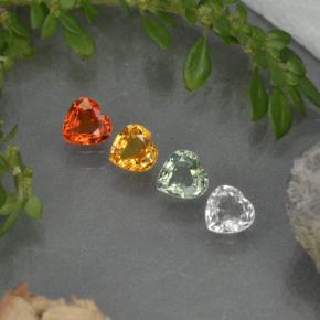 1.16 ctw Multicolor Sapphire Gemstones, Sapphire Gems in Heart Facet Shape for Sale.