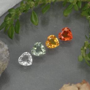 1.16 ctw Multicolor Sapphire Stones, Natural Sapphire in Heart Facet Shape for Sale