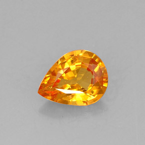 0.57 ct Orange Sapphire Gemstone, Sapphire Gem in Pear Facet Shape for Sale.