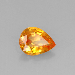0.57 ct Orange Sapphire Stone, Natural Sapphire in Pear Facet Shape for Sale