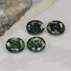 2.19 ctw Green Sapphire Gemstones, Sapphire Gems in Oval Facet Shape for Sale.