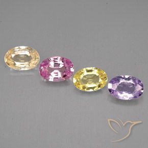 2.12 ctw Multicolor Sapphire Gemstones, Sapphire Gems in Oval Facet Shape for Sale.