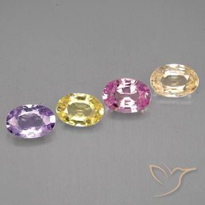 2.12 ctw Multicolor Sapphire Stones, Natural Sapphire in Oval Facet Shape for Sale