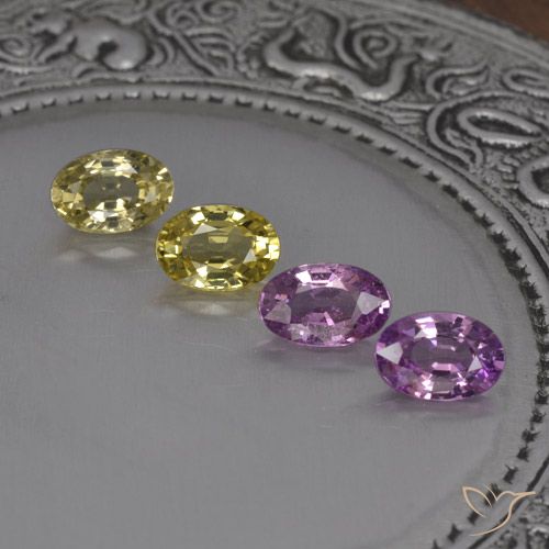 Lote de Zafiro Ovalada de 4 piezas 5,8 x 3,9mm - Peso total de 2,15 ct / promedio. 0,54 ct cada uno, Color: Multicolor, Dureza Mohs 9 Adecuado para joyas de uso diario, Exhibe gran brillo, Photo A