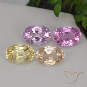 2.84 ctw Multicolor Sapphire Stones, Natural Sapphire in Oval Facet Shape for Sale