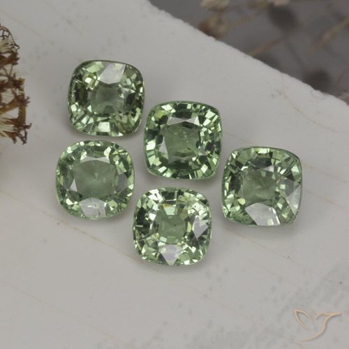 Medium Light Green Zaffiro Gem - 0.5ct Taglio a cuscino (ID: 258808)