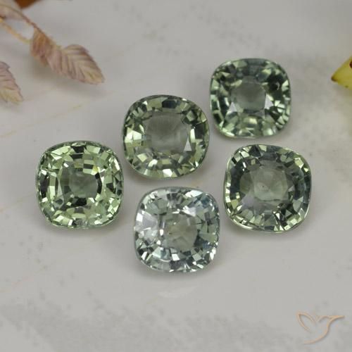 2.74 ctw Green Sapphire Stones, Natural Sapphire in Cushion-Cut Shape for Sale