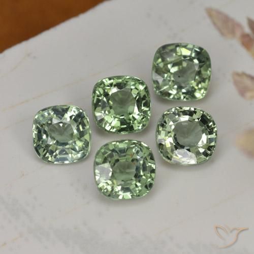 2.25 ctw Green Sapphire Stones, Natural Sapphire in Cushion-Cut Shape for Sale