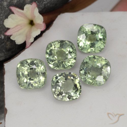 Light Sage Green Saphir Edelstein - 0.5ct Kissenschliff (ID: 258820)