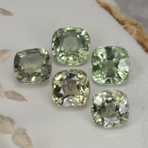 2.68 ctw Green Sapphire Gemstones, Sapphire Gems in Cushion-Cut Shape for Sale.
