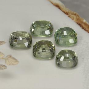 Sapphire Gemstones in 4.5 x 4.5 mm Size for Sale, Sapphire Stones in Light Sage Green Color