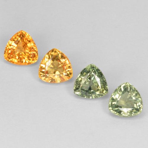 3.60 ctw Multicolor Sapphire Gemstones, Sapphire Gems in Trillion Facet Shape for Sale.