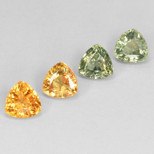 3.60 ctw Multicolor Sapphire Stones, Natural Sapphire in Trillion Facet Shape for Sale