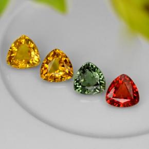 3.17 ctw Multicolor Sapphire Gemstones, Sapphire Gems in Trillion Facet Shape for Sale.