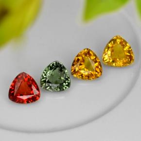 3.17 ctw Multicolor Sapphire Stones, Natural Sapphire in Trillion Facet Shape for Sale