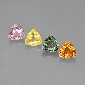 3.33 ct Multicolor Sapphire Gemstone, Sapphire Gem in Trillion Facet Shape for Sale.