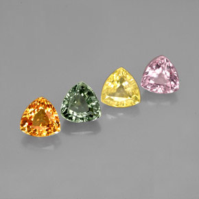 3.33 ct Multicolor Sapphire Stone, Natural Sapphire in Trillion Facet Shape for Sale