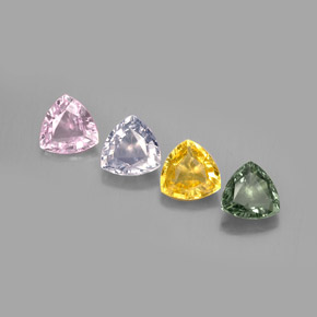 2.97 ct Multicolor Sapphire Gemstone, Sapphire Gem in Trillion Facet Shape for Sale.