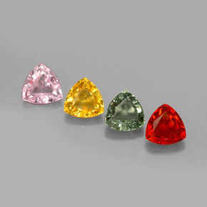 3.16 ct Multicolor Sapphire Gemstone, Sapphire Gem in Trillion Facet Shape for Sale.