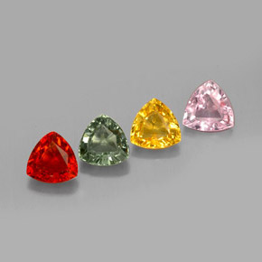 3.16 ct Multicolor Sapphire Stone, Natural Sapphire in Trillion Facet Shape for Sale