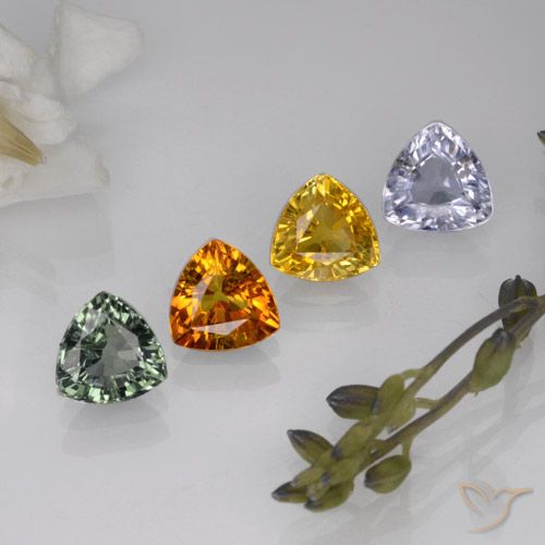 Mehrfarbig Saphir Edelstein - 0.8ct Trillantschliff (ID: 259209)