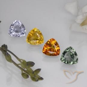 3.09 ctw Multicolor Sapphire Stones, Natural Sapphire in Trillion Facet Shape for Sale