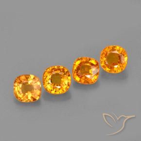 0.64ct Natural Bright Orange Sapphire, Cushion, VVS