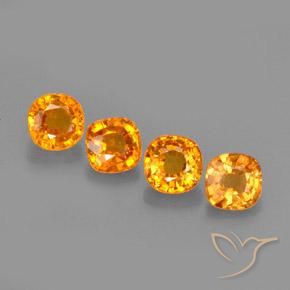 1.67 ctw Orange Sapphire Stones, Natural Sapphire in Cushion-Cut Shape for Sale