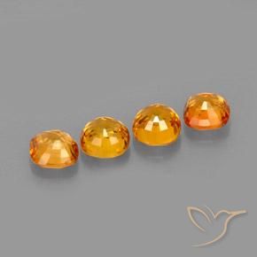 Sapphire Gemstones in 4.2 x 4.2 mm Size for Sale, Sapphire Stones in Medium Orange Color