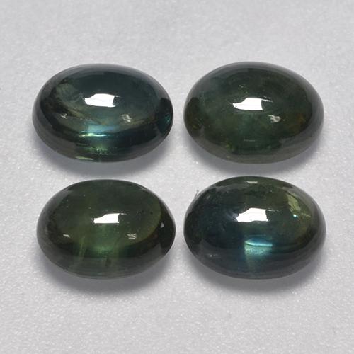 5.64 ctw Green Sapphire Gemstones, Sapphire Gems in Oval Cabochon Shape for Sale.