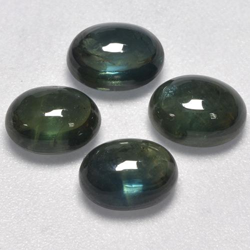 5.64 ctw Green Sapphire Stones, Natural Sapphire in Oval Cabochon Shape for Sale