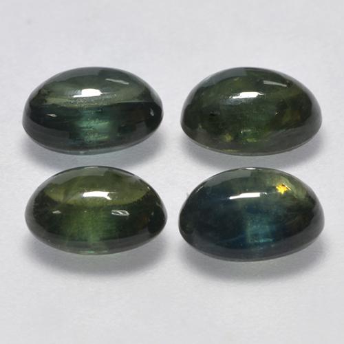 Sapphire Gemstones in 6.9 x 5.2 mm Size for Sale, Sapphire Stones in Forest Green Color