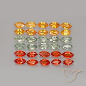 4.37 ctw Multicolor Sapphire Gemstones, Sapphire Gems in Marquise Facet Shape for Sale.