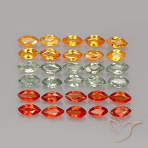4.37 ctw Multicolor Sapphire Stones, Natural Sapphire in Marquise Facet Shape for Sale