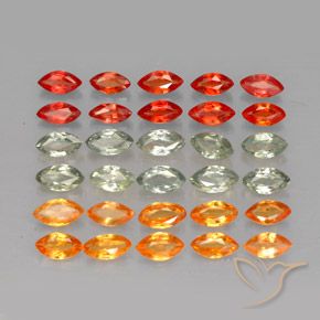 3.48 ctw Multicolor Sapphire Gemstones, Sapphire Gems in Marquise Facet Shape for Sale.
