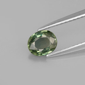 0.71 ct Green Sapphire Gemstone, Sapphire Gem in Oval Facet Shape for Sale.