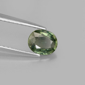 0.71 ct Green Sapphire Stone, Natural Sapphire in Oval Facet Shape for Sale