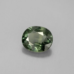 0.76 ct Green Sapphire Stone, Natural Sapphire in Oval Facet Shape for Sale
