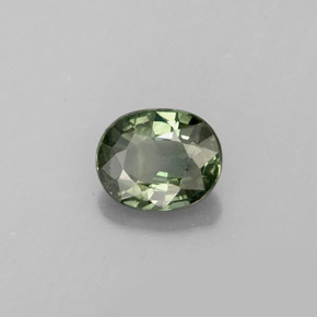 0.69 ct Green Sapphire Stone, Natural Sapphire in Oval Facet Shape for Sale
