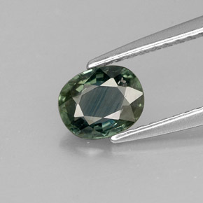 0.78 ct Green Sapphire Gemstone, Sapphire Gem in Oval Facet Shape for Sale.