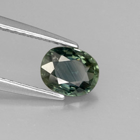0.78 ct Green Sapphire Stone, Natural Sapphire in Oval Facet Shape for Sale