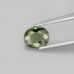 0.68 ct Green Sapphire Gemstone, Sapphire Gem in Oval Facet Shape for Sale.