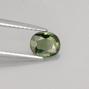 0.68 ct Green Sapphire Stone, Natural Sapphire in Oval Facet Shape for Sale