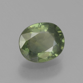 0.65 ct Green Sapphire Stone, Natural Sapphire in Oval Facet Shape for Sale