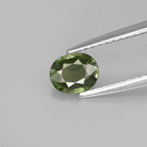 0.61 ct Green Sapphire Gemstone, Sapphire Gem in Oval Facet Shape for Sale.