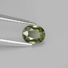 0.61 ct Green Sapphire Stone, Natural Sapphire in Oval Facet Shape for Sale