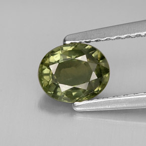 0.86 ct Green Sapphire Gemstone, Sapphire Gem in Oval Facet Shape for Sale.