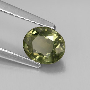 0.86 ct Green Sapphire Stone, Natural Sapphire in Oval Facet Shape for Sale